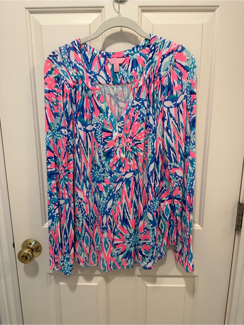 Lilly Pulitzer Bright  Brushstroke Top - Pink, Blue, Teal